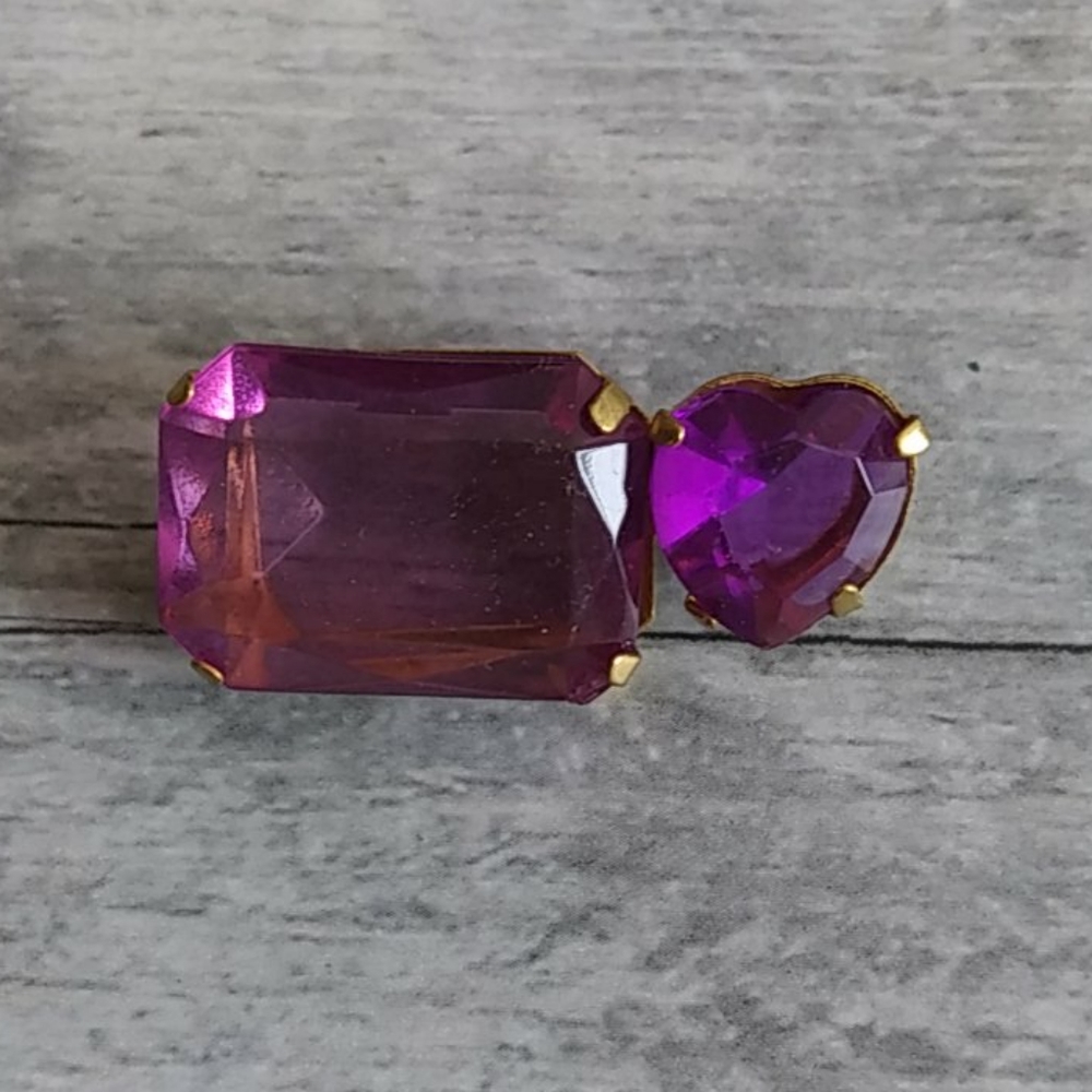 Lot 6 pr Earrings & 1 Pin Purple Costume Vtg - Picture 8 of 8